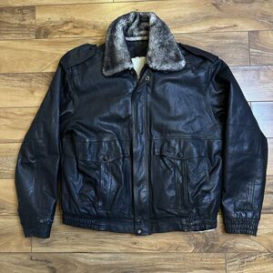 Vintage Genuine Leather Novedades Gonzalez Men's Black Jacket Sherpa W/Vest Sz L